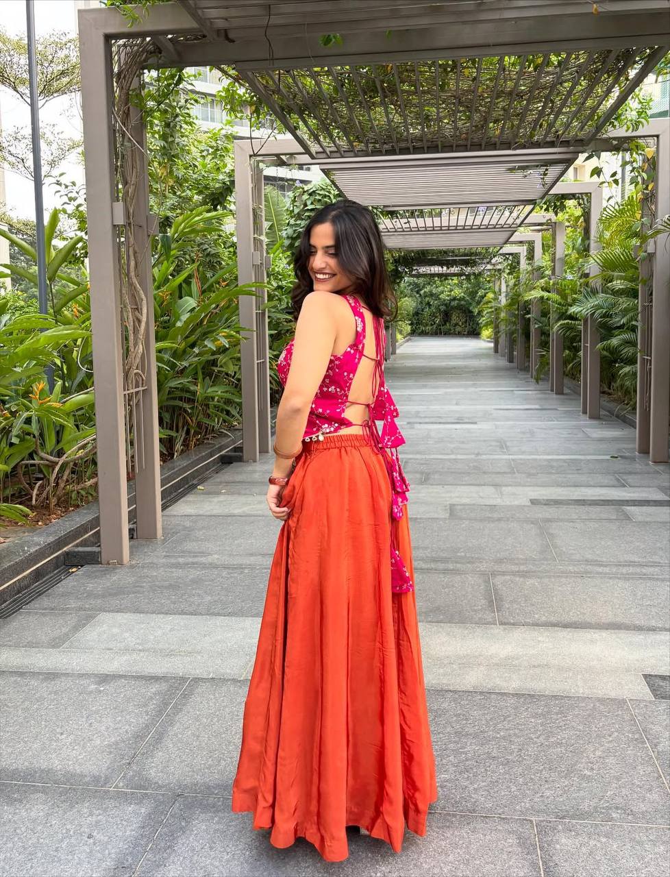 The Sunset Contrast Backless Palazzo Set